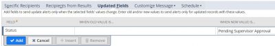 screenshot showing how to define the fields in NetSuite under the updated fields subtab.